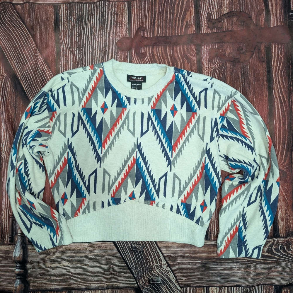 Ariat Limited Edition Chimayo Cropped Sweatshirt Medium - Picture 2 of 4